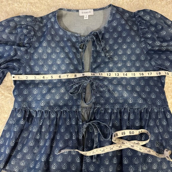 Evereve Lucille Tie Front Blouse Top in Chambray Blue Size Small - Picture 6 of 10